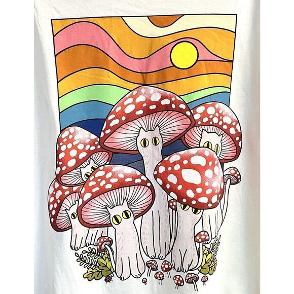 Threadless Men’s M Mushroom Cats Y2K Shirt Mycology Fungi Foraging Whisperer - Picture 2 of 4